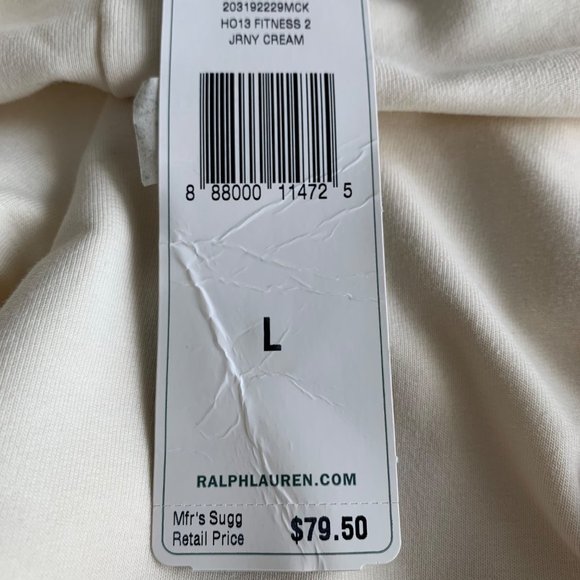 Lauren Ralph Lauren Fitness 2 Pants Women’s Large Cream Pockets Pull On Leisure - Picture 5 of 12
